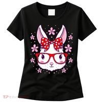 Cute Easter Bunny Face Glasses Bow Easter Day Rabbit Women's T-Shirt thumb 0
