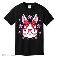 Cute Easter Bunny Face Glasses Bow Easter Day Rabbit Kids T-Shirt thumb 0