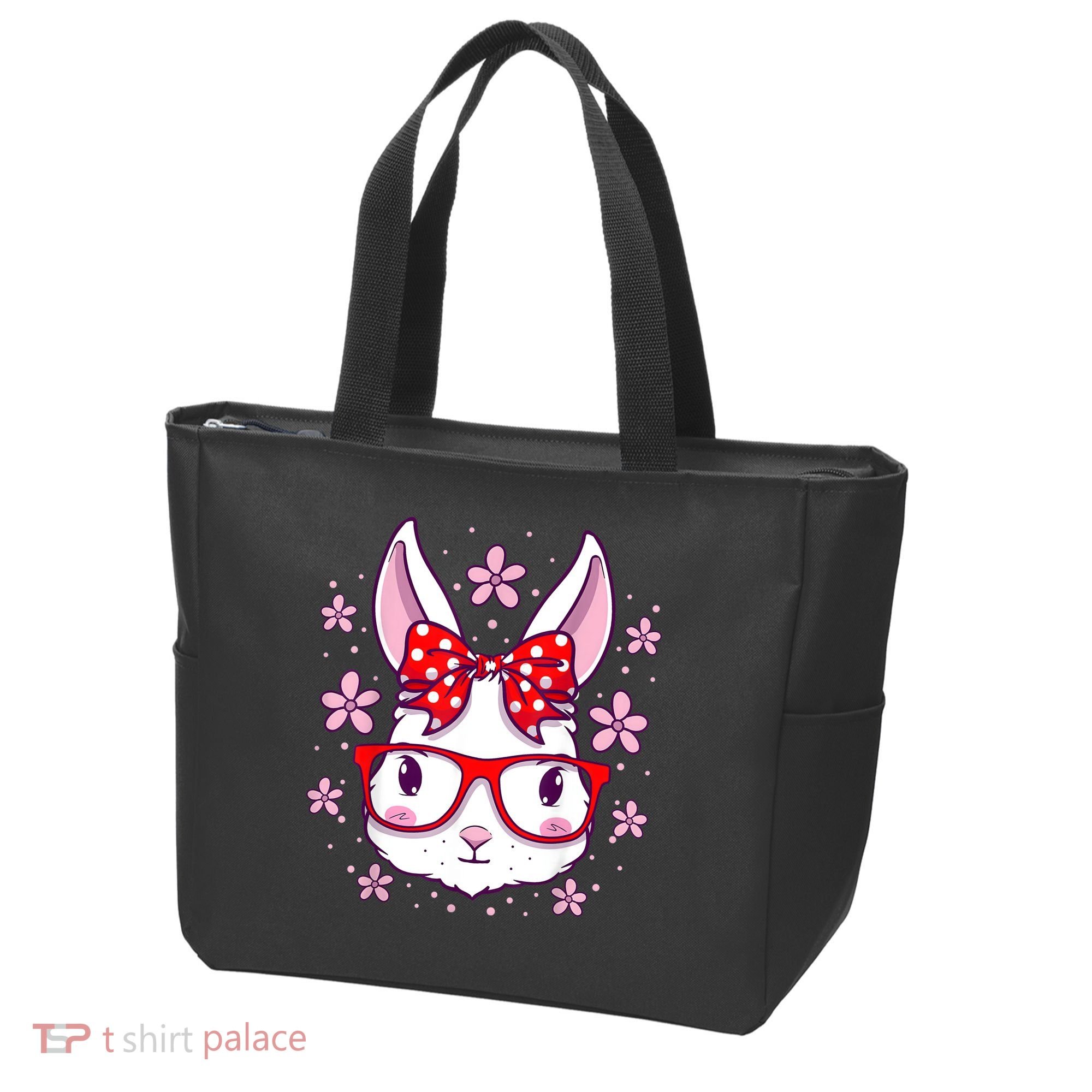 Cute Easter Bunny Face Glasses Bow Easter Day Rabbit Tote Bag