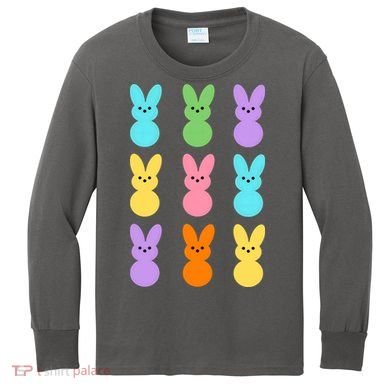 Colorful Easter Bunny Holiday Kids Long Sleeve Shirt