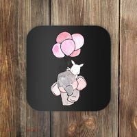 Cute Elephant Balloons Birthday Gift Coaster thumb 0