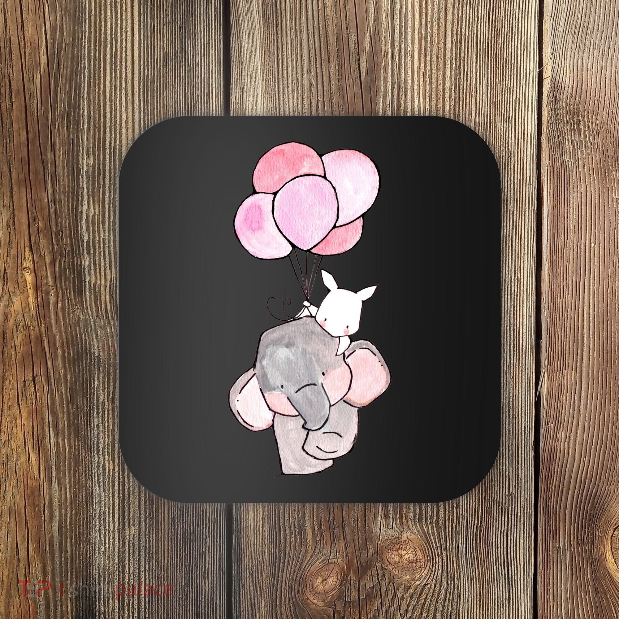 Cute Elephant Balloons Birthday Gift Coaster