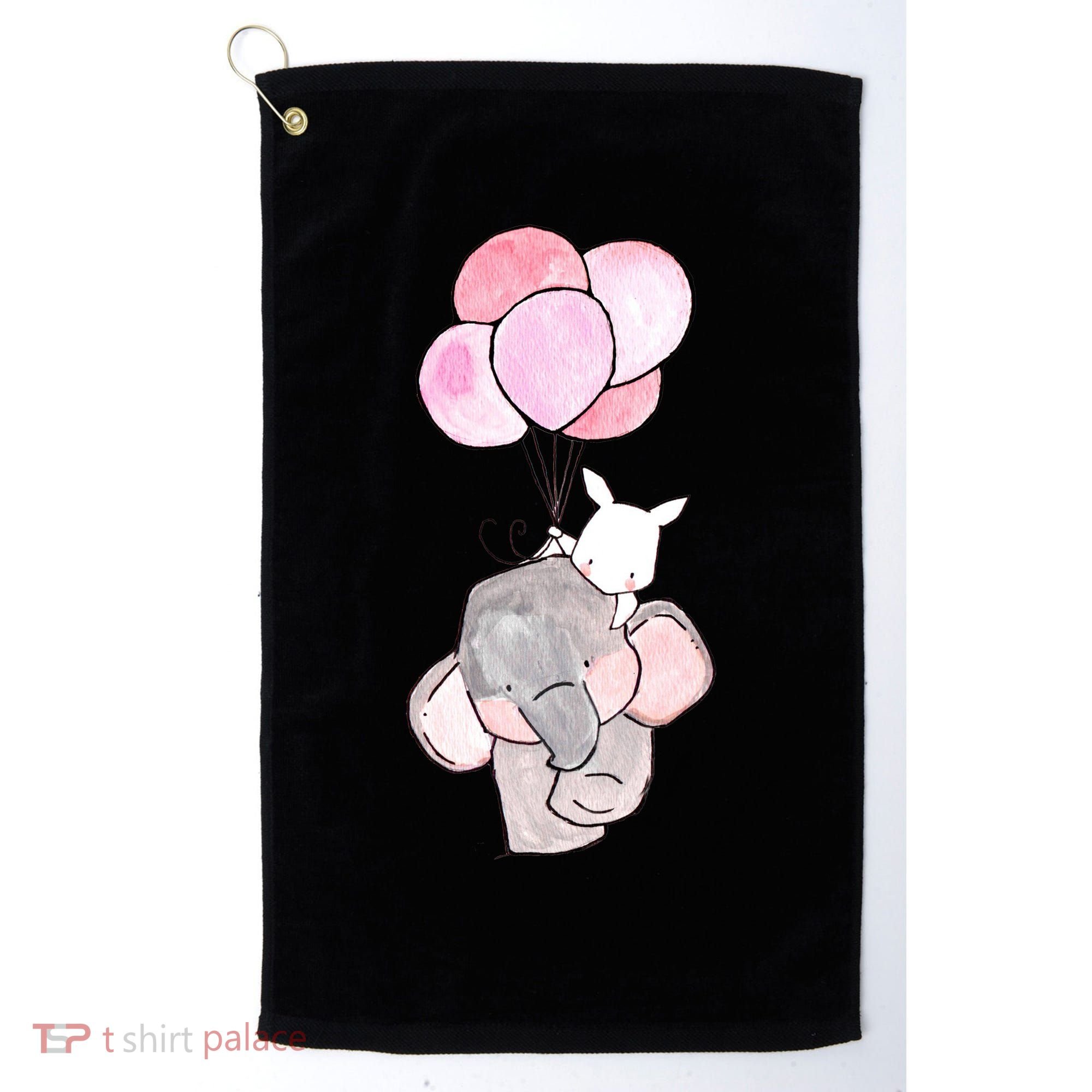 Cute Elephant Balloons Birthday Gift Golf Towel