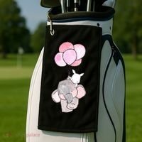 Cute Elephant Balloons Birthday Gift Golf Towel thumb 2