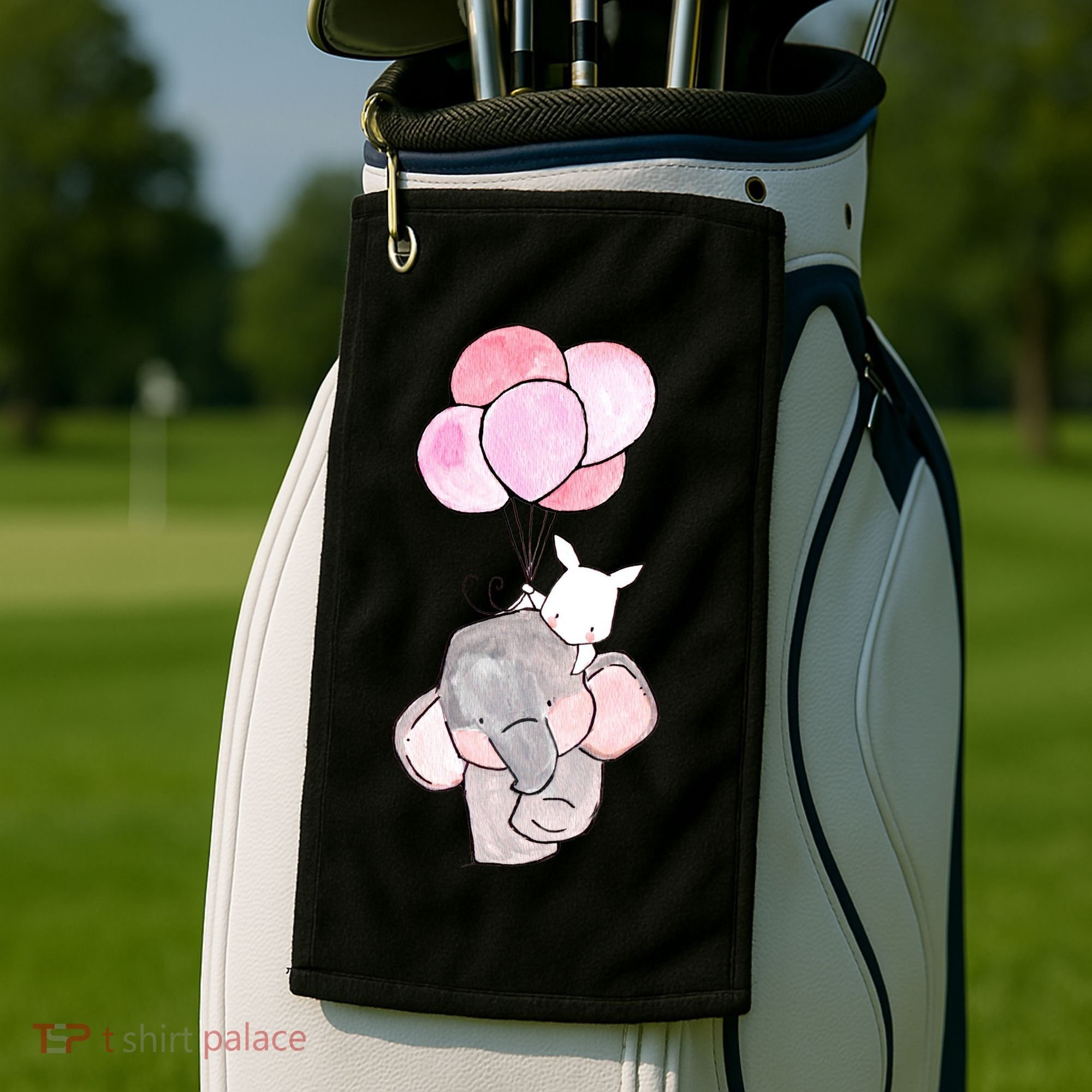 Cute Elephant Balloons Birthday Gift Golf Towel