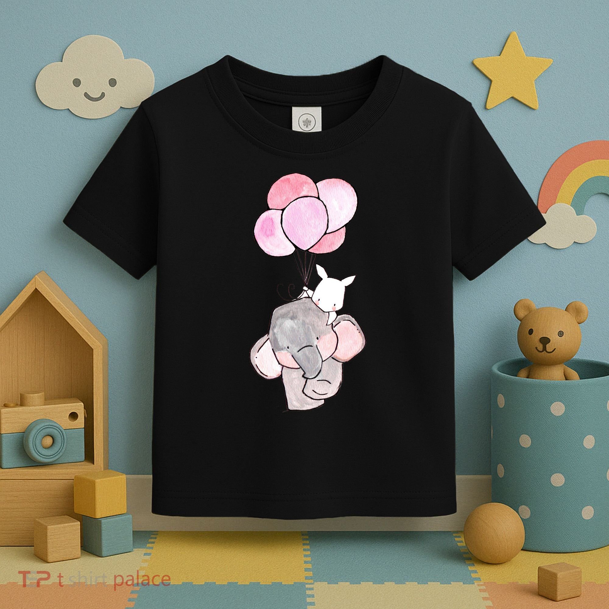 Cute Elephant Balloons Birthday Gift Toddler T-Shirt