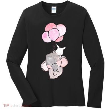 Cute Elephant Balloons Birthday Gift Women's Long Sleeve Shirt