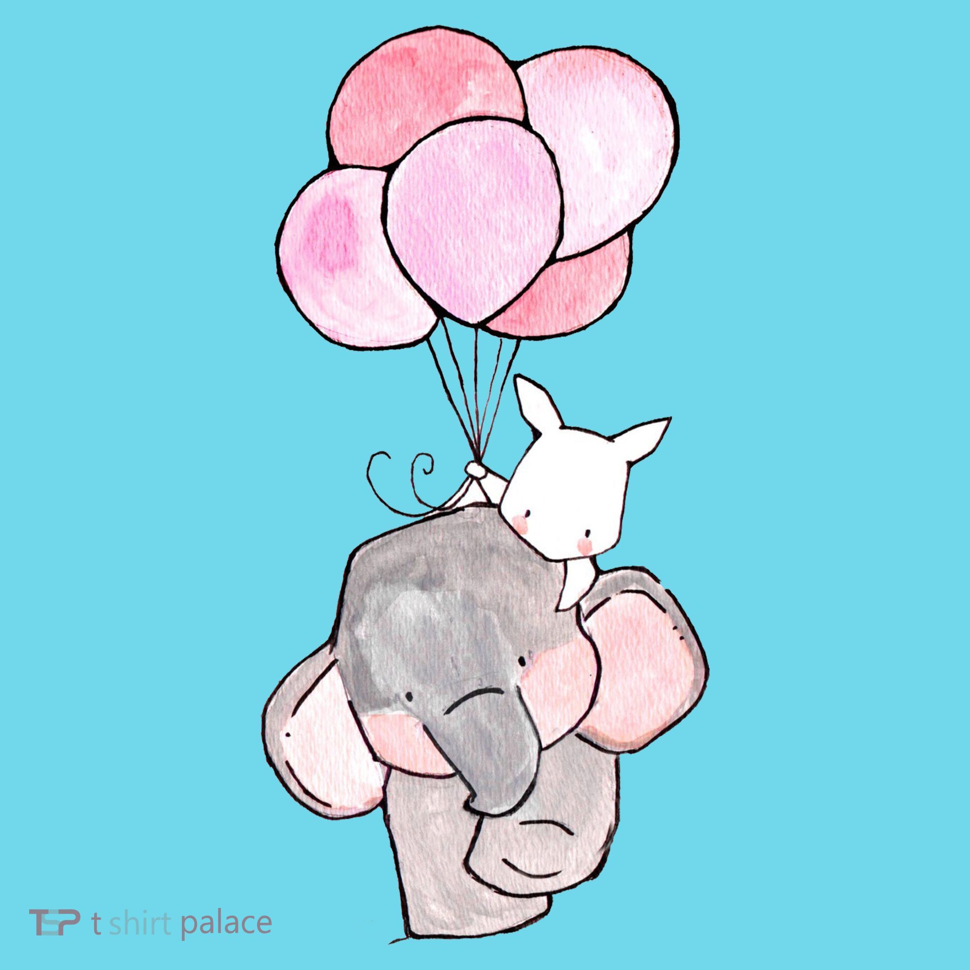 Cute Elephant Balloons Birthday Gift T-Shirt