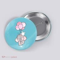 Cute Elephant Balloons Birthday Gift Button thumb 0