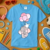 Cute Elephant Balloons Birthday Gift Kids T-Shirt thumb 3