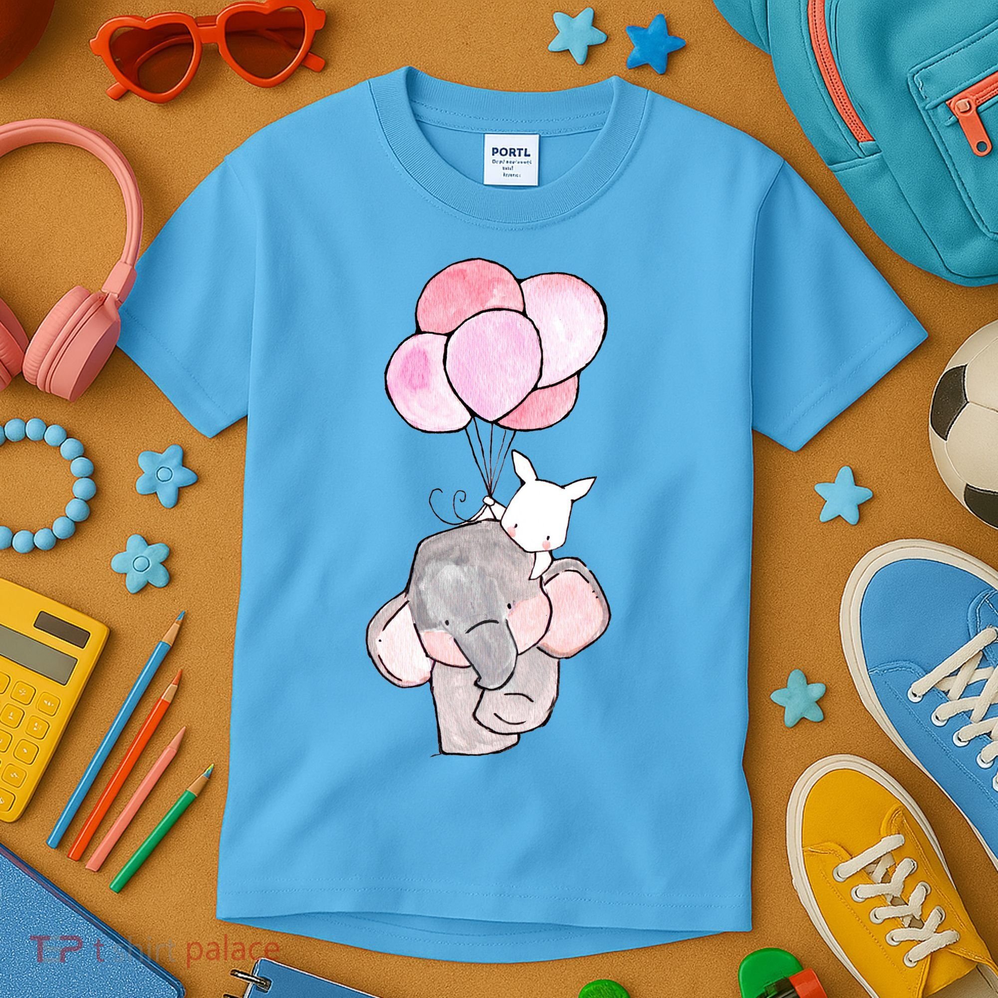 Cute Elephant Balloons Birthday Gift Kids T-Shirt