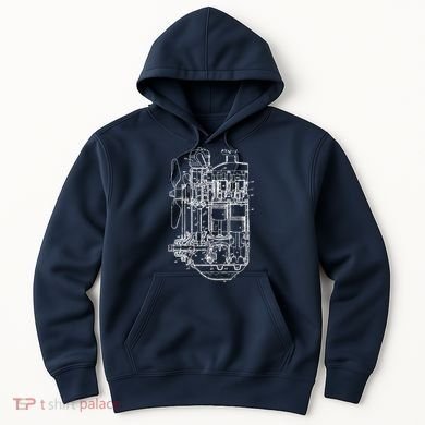 Car Engine Blueprint Car Auto Mechanic Garage Engineer Hoodie