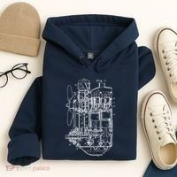 Car Engine Blueprint Car Auto Mechanic Garage Engineer Hoodie thumb 4
