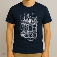 Car Engine Blueprint Car Auto Mechanic Garage Engineer T-Shirt thumb 3