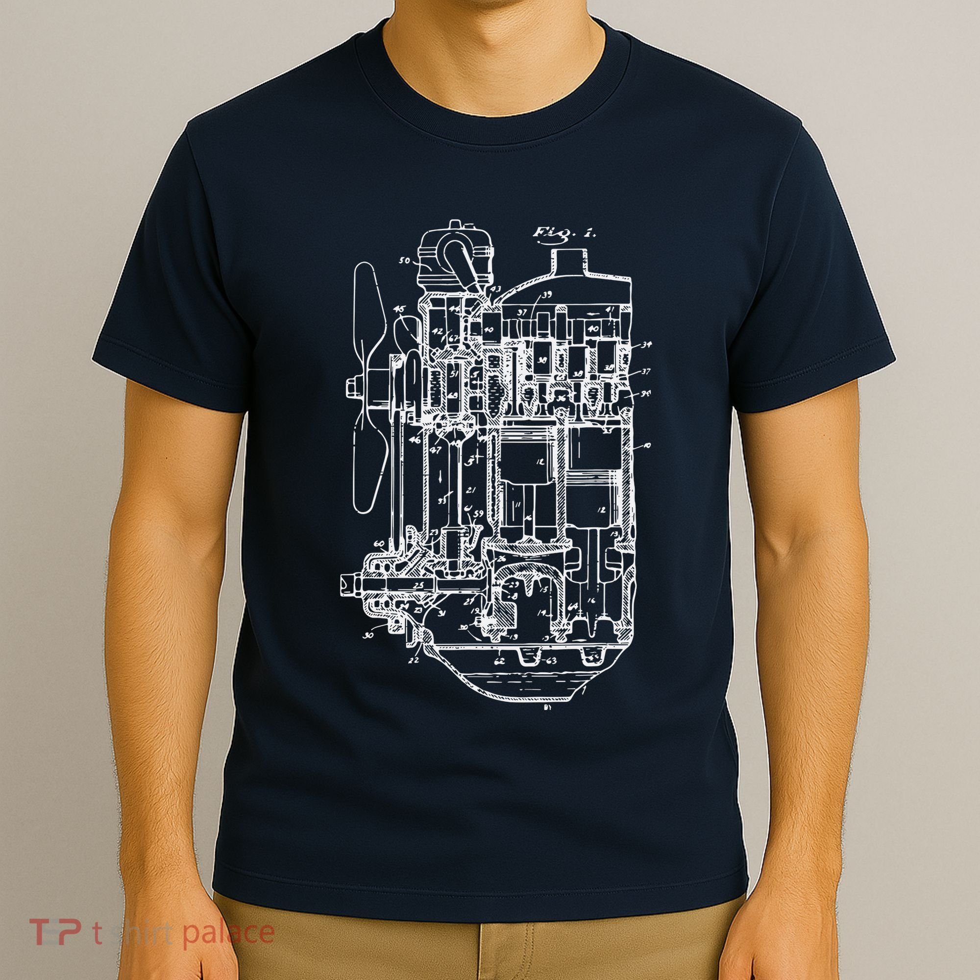 Car Engine Blueprint Car Auto Mechanic Garage Engineer T-Shirt