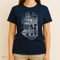 Car Engine Blueprint Car Auto Mechanic Garage Engineer T-Shirt thumb 4