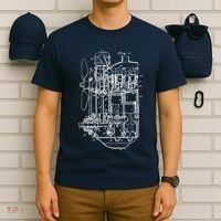 Car Engine Blueprint Car Auto Mechanic Garage Engineer T-Shirt thumb 6