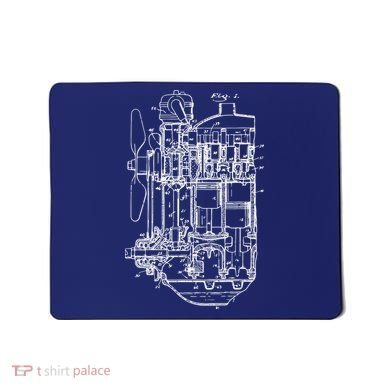 Car Engine Blueprint Car Auto Mechanic Garage Engineer Mousepad