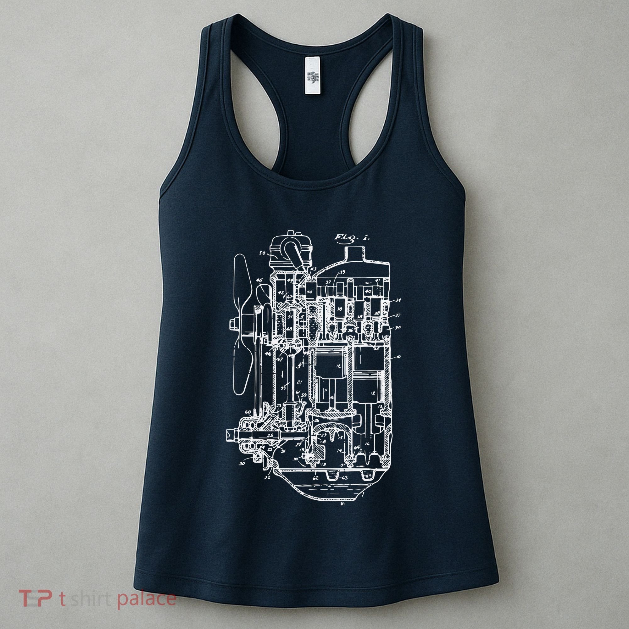 Car Engine Blueprint Car Auto Mechanic Garage Engineer Women's Tank Top