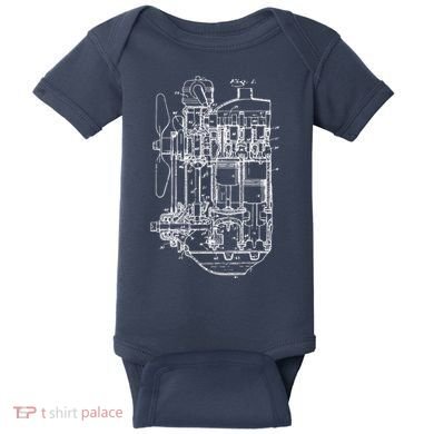 Car Engine Blueprint Car Auto Mechanic Garage Engineer Baby Bodysuit