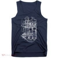 Car Engine Blueprint Car Auto Mechanic Garage Engineer Tank Top thumb 0