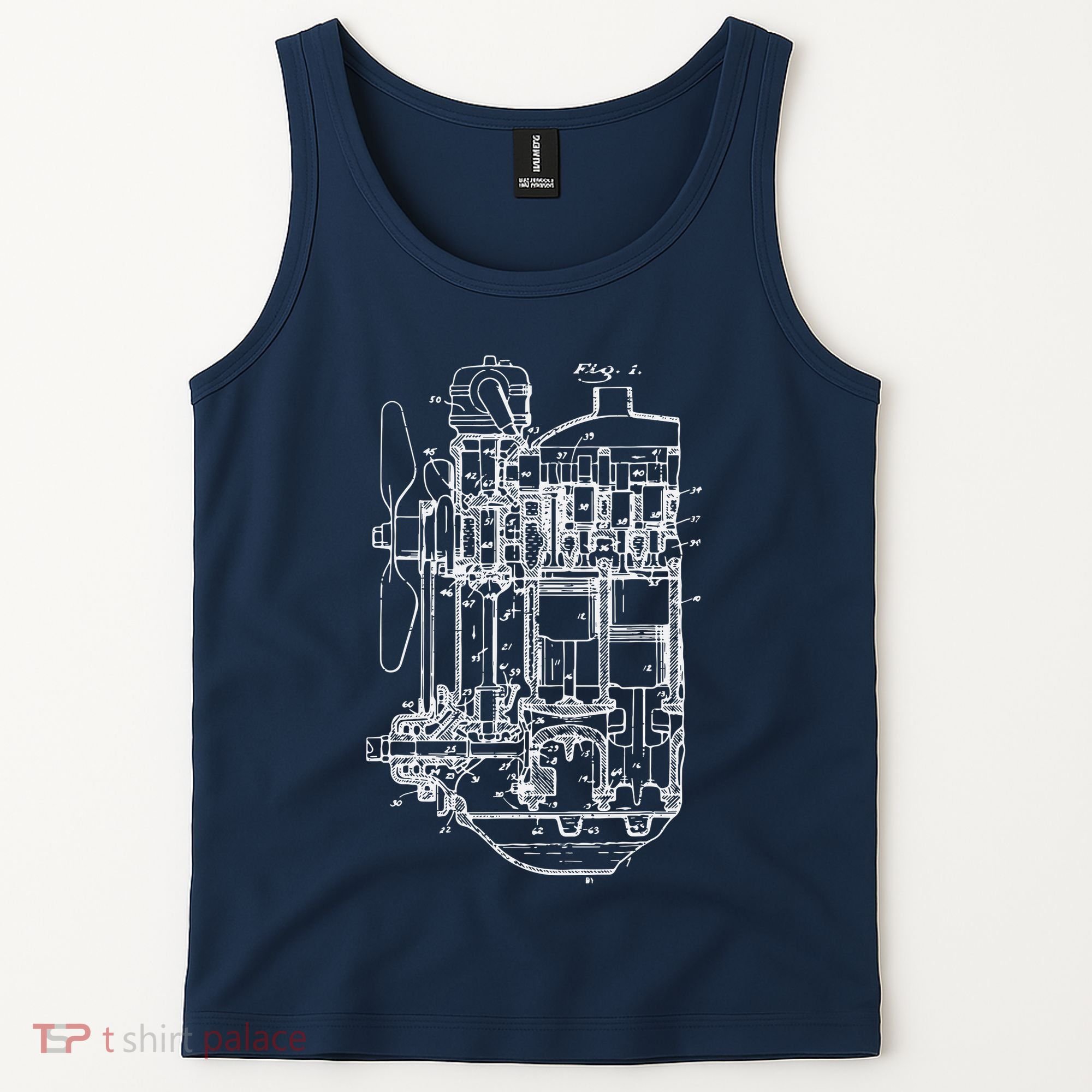 Car Engine Blueprint Car Auto Mechanic Garage Engineer Tank Top