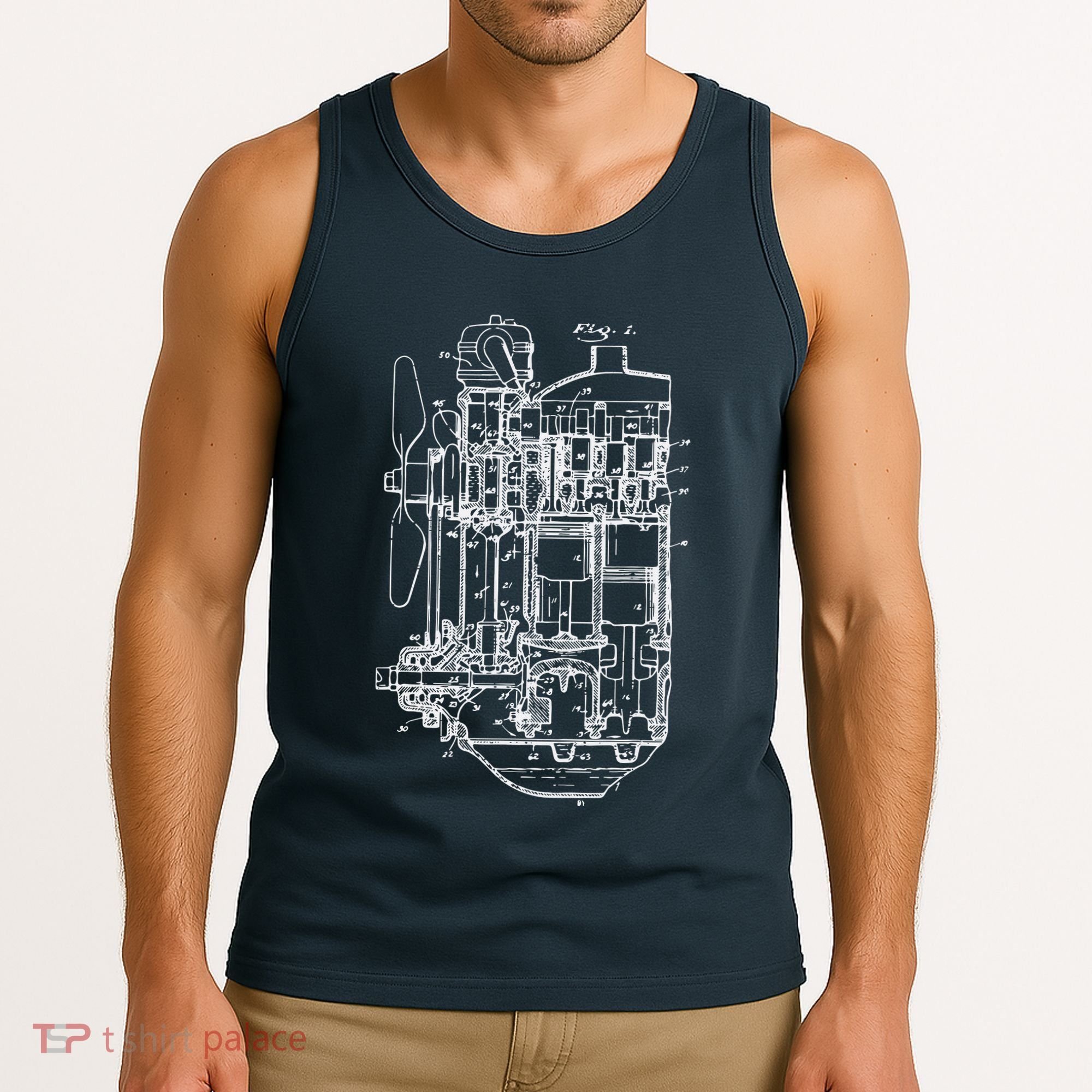Car Engine Blueprint Car Auto Mechanic Garage Engineer Tank Top