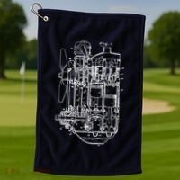 Car Engine Blueprint Car Auto Mechanic Garage Engineer Golf Towel thumb 1