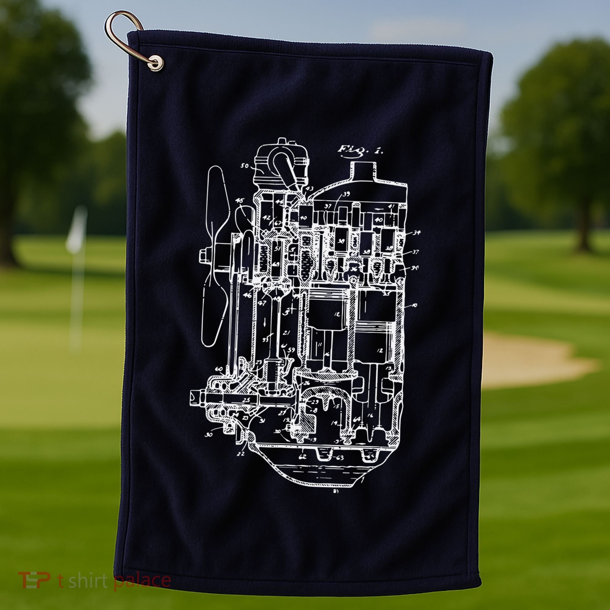 Car Engine Blueprint Car Auto Mechanic Garage Engineer Golf Towel