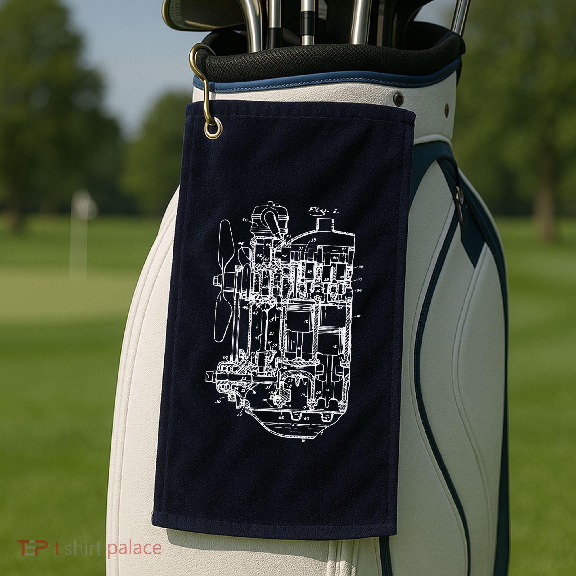 Car Engine Blueprint Car Auto Mechanic Garage Engineer Golf Towel