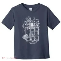 Car Engine Blueprint Car Auto Mechanic Garage Engineer Toddler T-Shirt thumb 0
