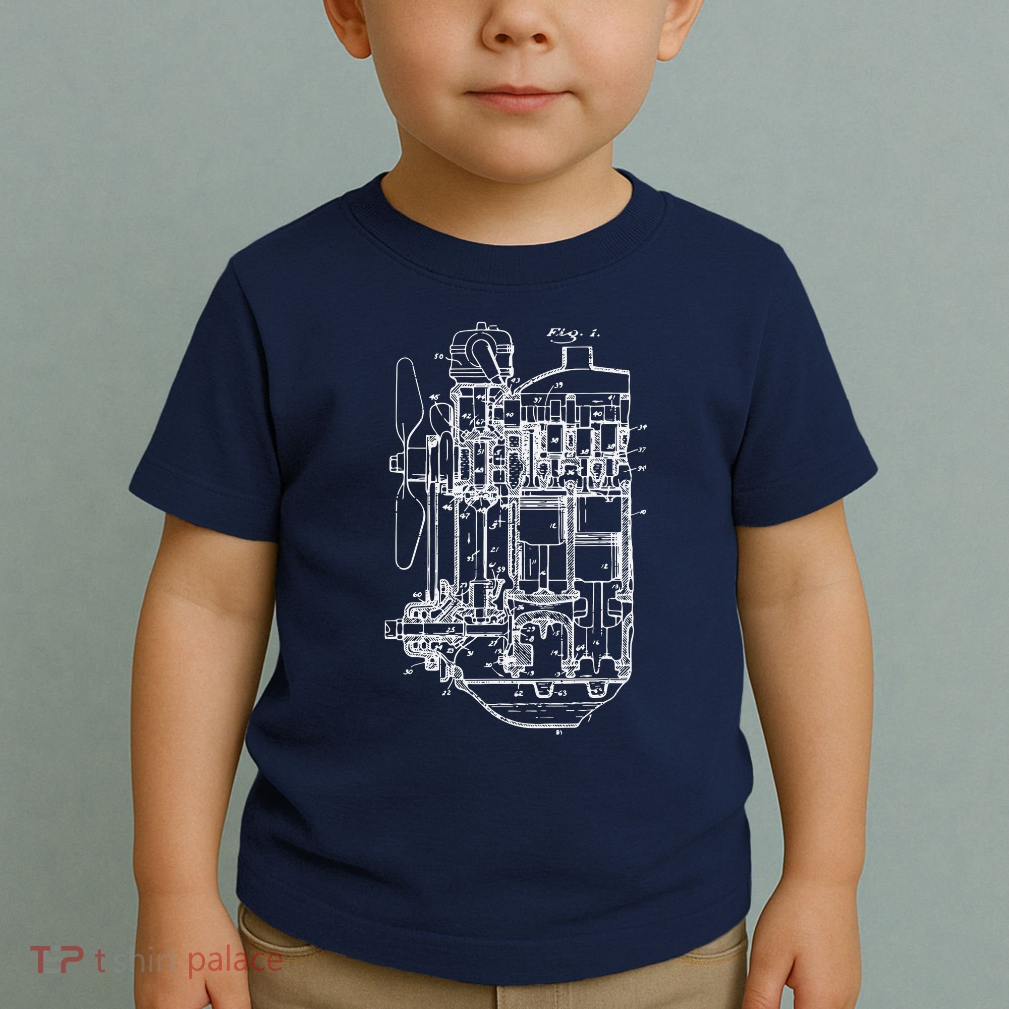 Car Engine Blueprint Car Auto Mechanic Garage Engineer Toddler T-Shirt