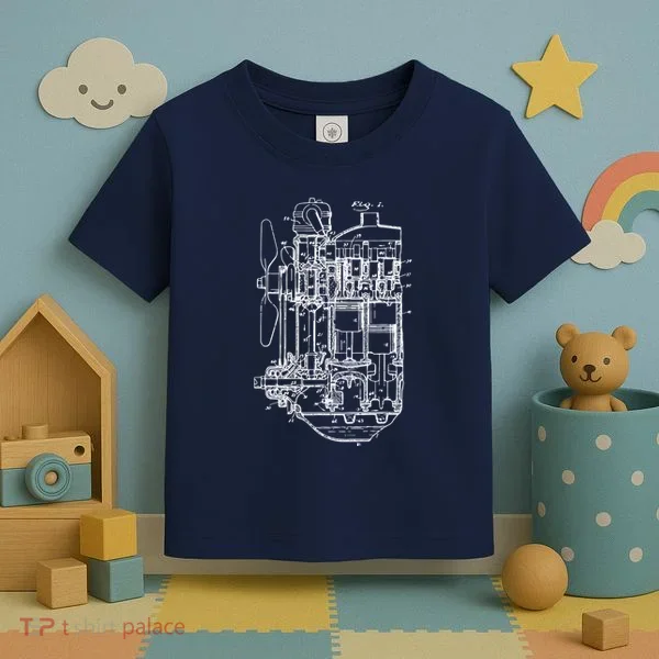 Car Engine Blueprint Car Auto Mechanic Garage Engineer Toddler T-Shirt