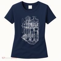 Car Engine Blueprint Car Auto Mechanic Garage Engineer Women's T-Shirt thumb 0