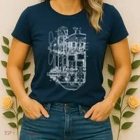 Car Engine Blueprint Car Auto Mechanic Garage Engineer Women's T-Shirt thumb 2