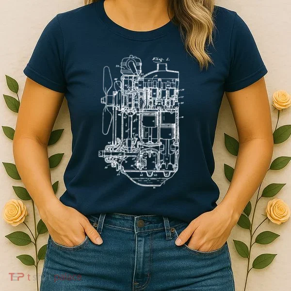 Car Engine Blueprint Car Auto Mechanic Garage Engineer Women's T-Shirt