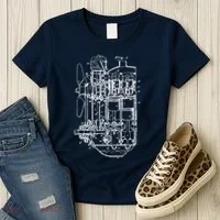 Car Engine Blueprint Car Auto Mechanic Garage Engineer Women's T-Shirt thumb 3