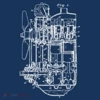 Car Engine Blueprint Car Auto Mechanic Garage Engineer Women's T-Shirt thumb 6