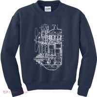 Car Engine Blueprint Car Auto Mechanic Garage Engineer Kids Sweatshirt thumb 0