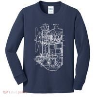 Car Engine Blueprint Car Auto Mechanic Garage Engineer Kids Long Sleeve Shirt thumb 0