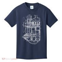 Car Engine Blueprint Car Auto Mechanic Garage Engineer Kids T-Shirt thumb 0