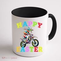 Cool Easter Bunny Motorcycle Happy Easter Day Bike Rider Coffee Mug thumb 1