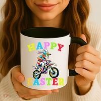 Cool Easter Bunny Motorcycle Happy Easter Day Bike Rider Coffee Mug thumb 3