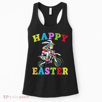 Cool Easter Bunny Motorcycle Happy Easter Day Bike Rider Women's Tank Top
