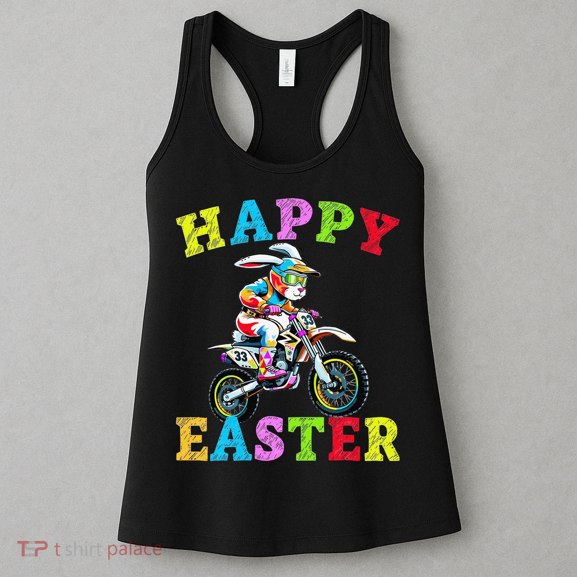 Cool Easter Bunny Motorcycle Happy Easter Day Bike Rider Women's Tank Top