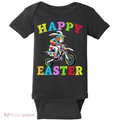 Cool Easter Bunny Motorcycle Happy Easter Day Bike Rider Baby Bodysuit