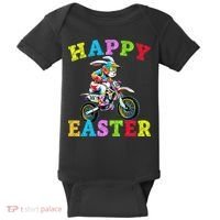 Cool Easter Bunny Motorcycle Happy Easter Day Bike Rider Baby Bodysuit thumb 0