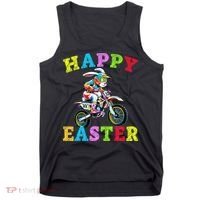 Cool Easter Bunny Motorcycle Happy Easter Day Bike Rider Tank Top thumb 0