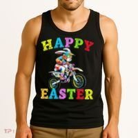 Cool Easter Bunny Motorcycle Happy Easter Day Bike Rider Tank Top thumb 3
