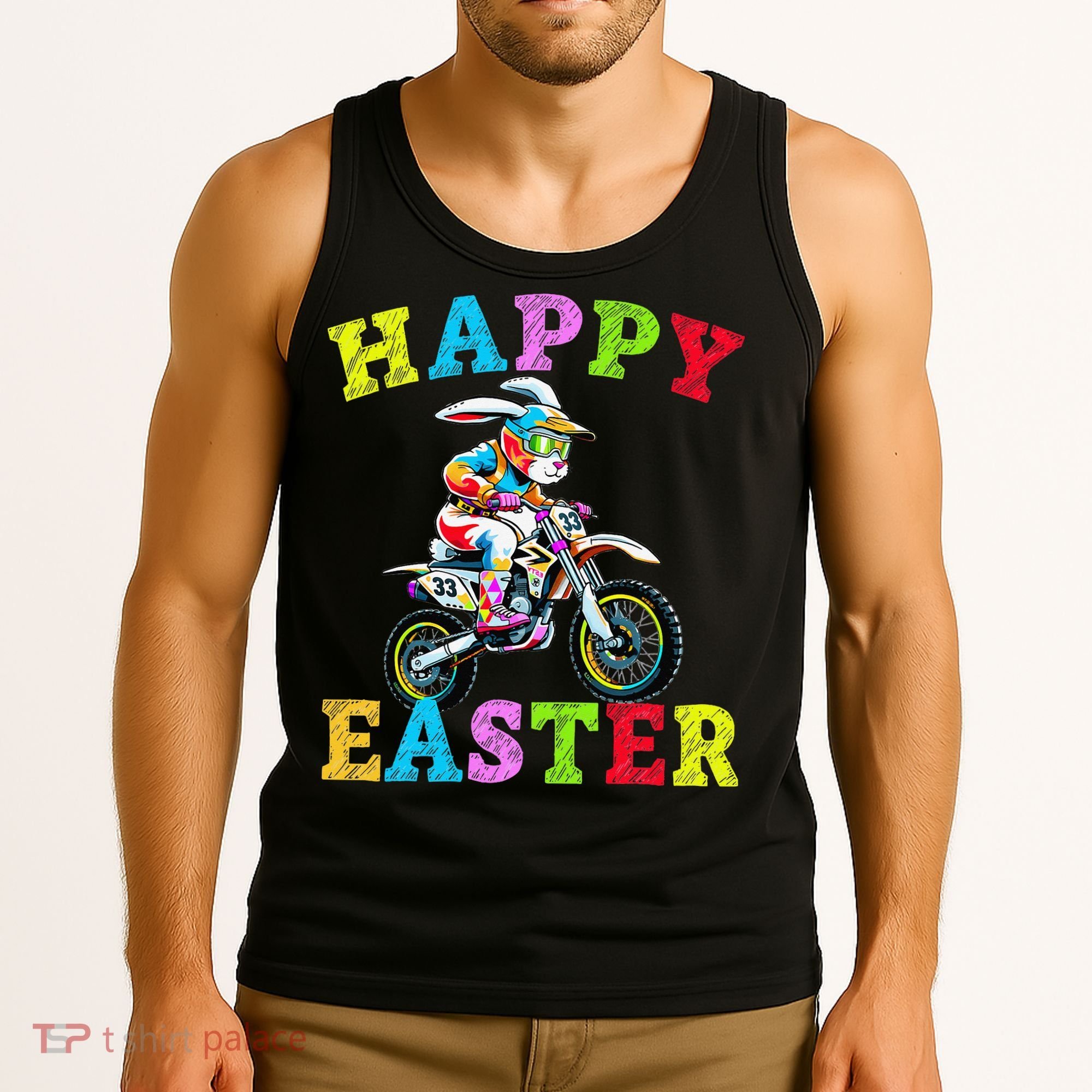 Cool Easter Bunny Motorcycle Happy Easter Day Bike Rider Tank Top